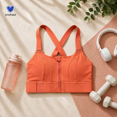 Breathable Seamless Zip-Front High Impact Sports Bra