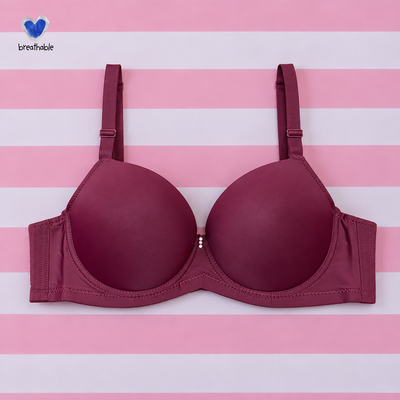Breathable Full Coverage Push-up Wired 4 Hook Bra